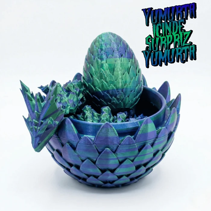 Atatug Premium Sihirli Mavi Yeşil Sürpriz Ejderha Yumurtası Seti - 40cm