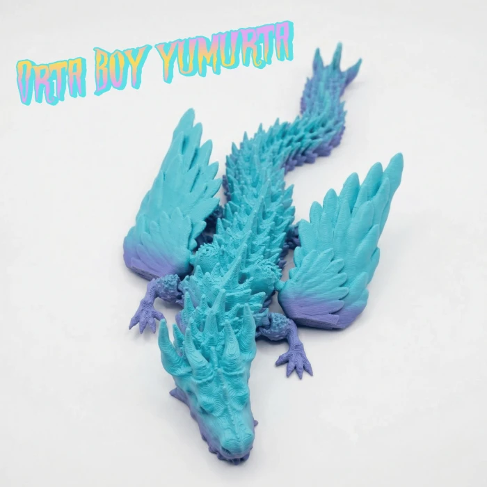 Atatug Pastel Gökkuşağı Orta Boy Sürpriz Ejderha Yumurtası ve Kanatlı Ejderha Seti - 24cm