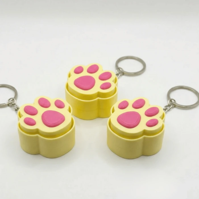 Mekanik Mavi Switch Kedi Patisi Fidget Anahtarlık - Pastel Sarı & Pembe Stres Giderici