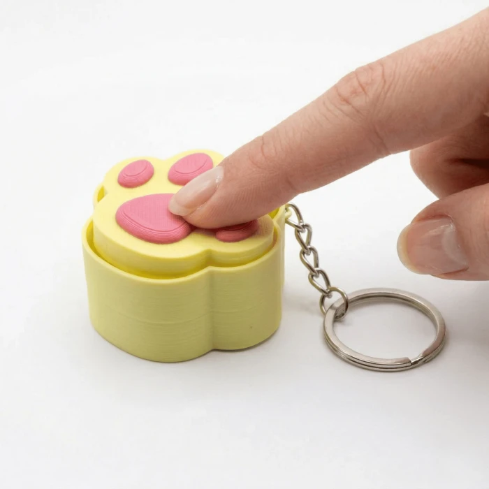 Mekanik Mavi Switch Kedi Patisi Fidget Anahtarlık - Pastel Sarı & Pembe Stres Giderici