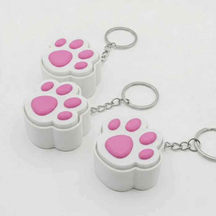 Kedi Patisi Stres Attırıcı Fidget Anahtarlık - Pembe ve Beyaz Özel Tasarım