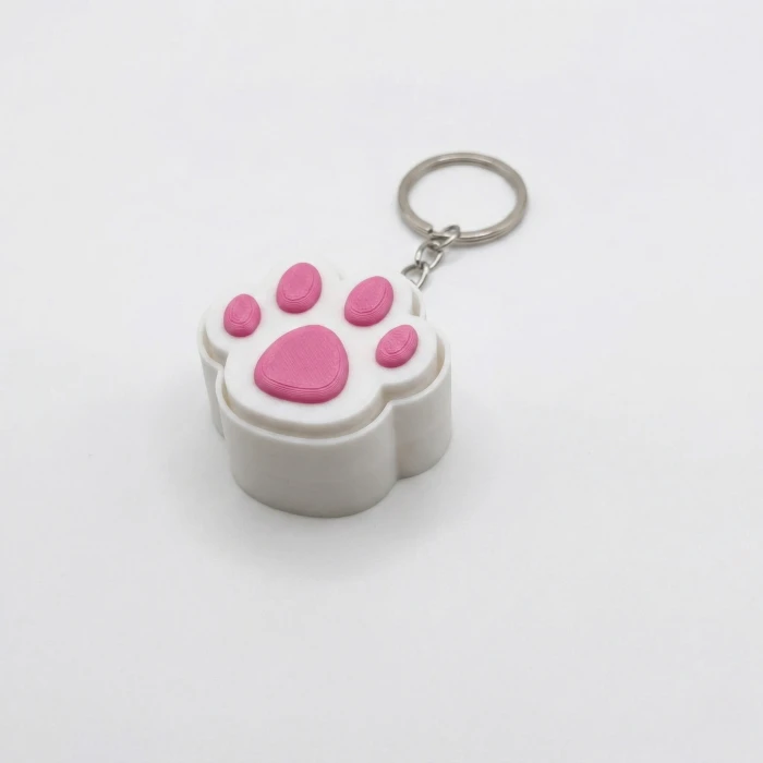 Kedi Patisi Stres Attırıcı Fidget Anahtarlık - Pembe ve Beyaz Özel Tasarım