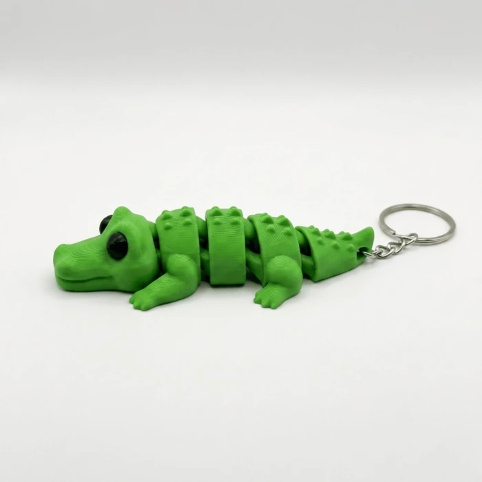 Hareketli 3D Baskı Yeşil Timsah Anahtarlık - Mafsallı Figür ve Çanta Süsü