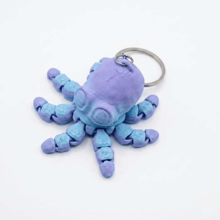 Hareketli Ahtapot Anahtarlık ve Fidget Oyuncak - 3D Baskı Çift Renkli