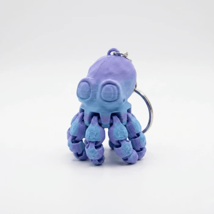 Hareketli Ahtapot Anahtarlık ve Fidget Oyuncak - 3D Baskı Çift Renkli