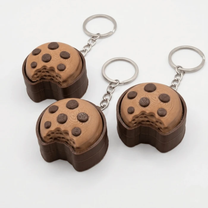 3D Tasarım Isırılmış Kurabiye Fidget Clicker Anahtarlık - Stres Giderici Oyuncak