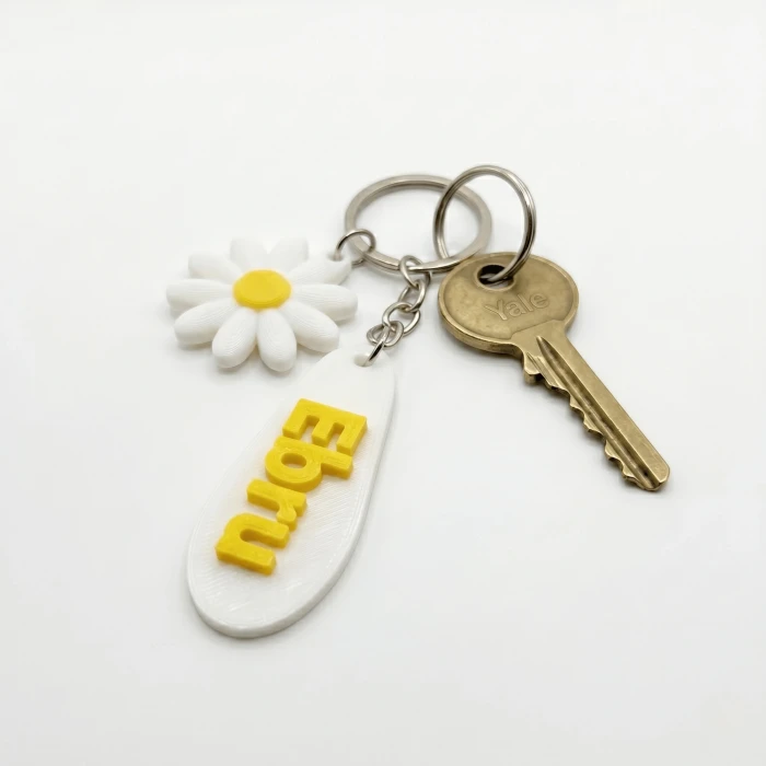 Kişiye Özel İsimli Papatya Anahtarlık - 3D Baskılı Özel Tasarım
