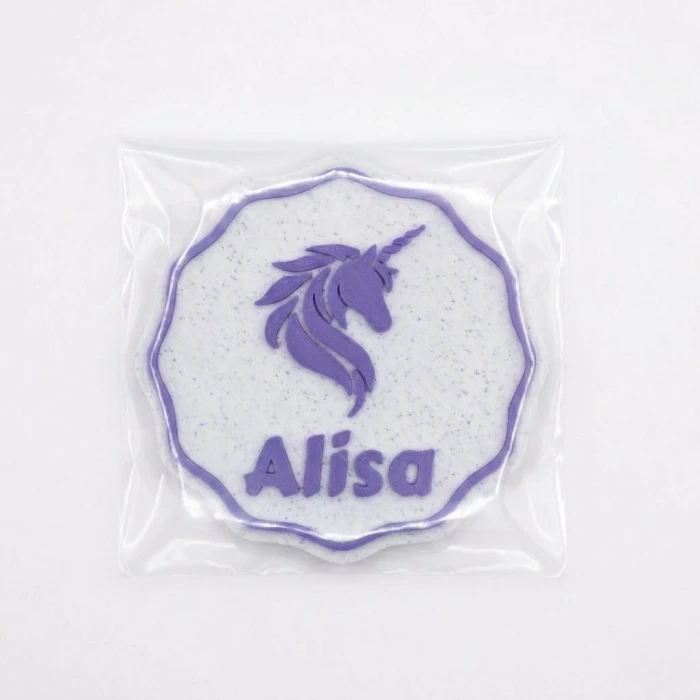 50li Lila Unicorn Temalı İsme Özel Mermer Zemin Magnet Bebek Hediyeliği - Baby Shower ve Dağıtmalık Hatıra