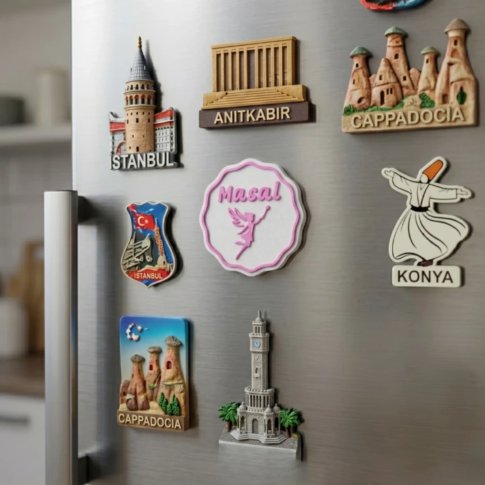 50li Fuşya Peri Temalı İsme Özel Mermer Zemin Magnet Bebek Hediyeliği - Baby Shower ve Dağıtmalık Hatıra