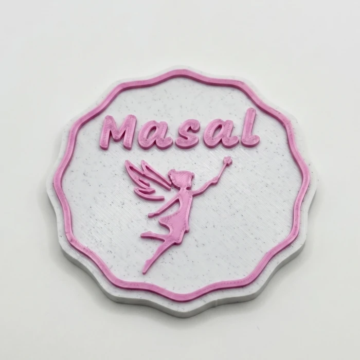 50li Fuşya Peri Temalı İsme Özel Mermer Zemin Magnet Bebek Hediyeliği - Baby Shower ve Dağıtmalık Hatıra