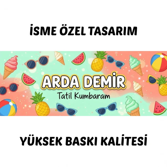 Öğrenciye Özel İsimli Tatil Temalı Kumbara - Sene Sonu ve Karne Hediyesi