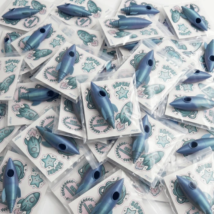 3D Hareketli Uzay Roketi ve Motivasyon Sticker Seti - Öğretmenler İçin Öğrenci Ödül Kiti