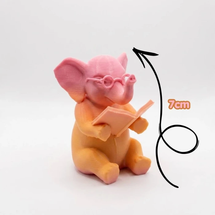 Akıllı Fil Kitap Okuyan 3D Figür ve Sticker Seti – Öğrenci Ödül Hediyesi | Karne ve Yıl Sonu Sınıf Hediyesi | 7cm