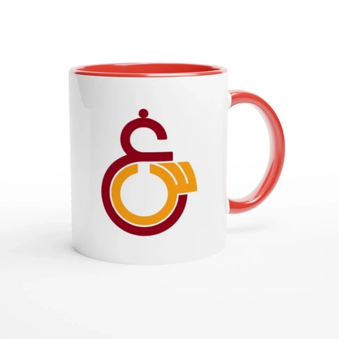 Aslan 1905 Kırmızı Kulplu Çift Taraf Baskılı Kupa Bardak