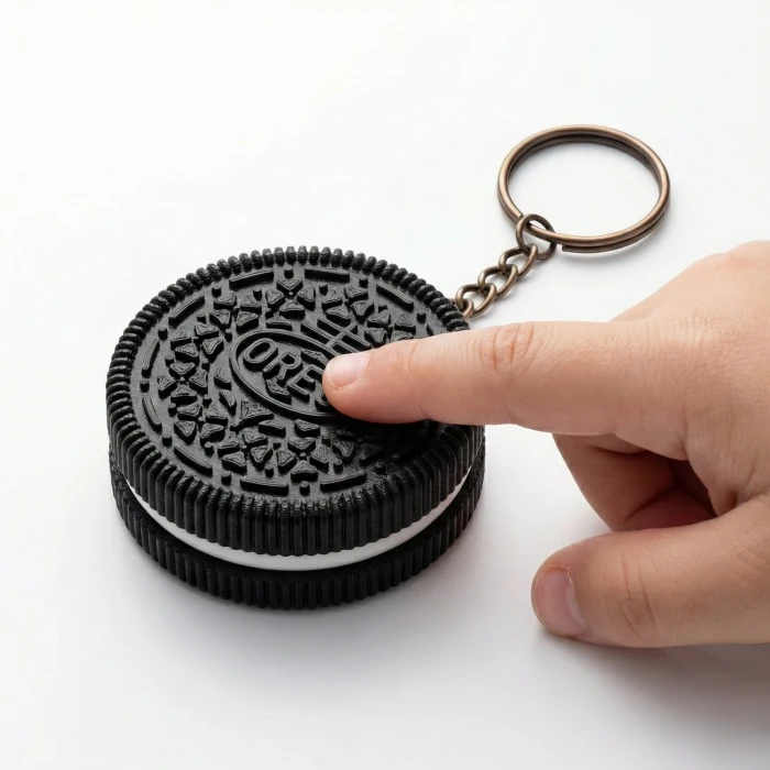 ASMR Sesli Basmalı Oreo Fidget Anahtarlık - Stres Atan Çanta Süsü