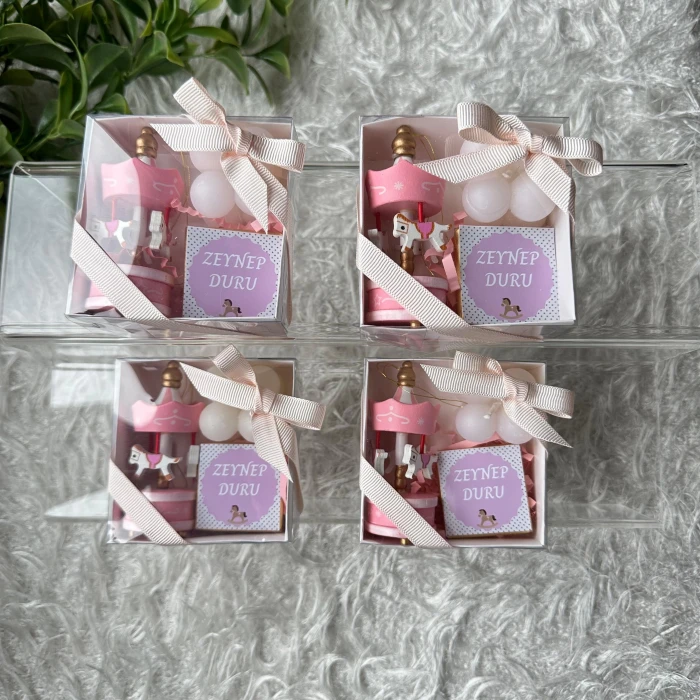 Atlıkarınca Kutulu Hediye Seti Pembe Doğum, Doğum Günü, Mevlüt Hediyelik 6 Adet