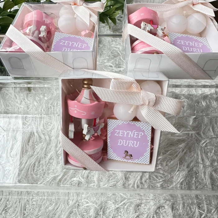 Atlıkarınca Kutulu Hediye Seti Pembe Doğum, Doğum Günü, Mevlüt Hediyelik 6 Adet