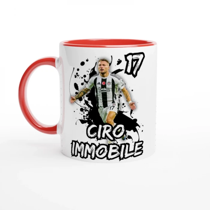 Ciro Immobile 2 Kırmızı Kulplu Çift Taraf Baskılı Kupa Bardak