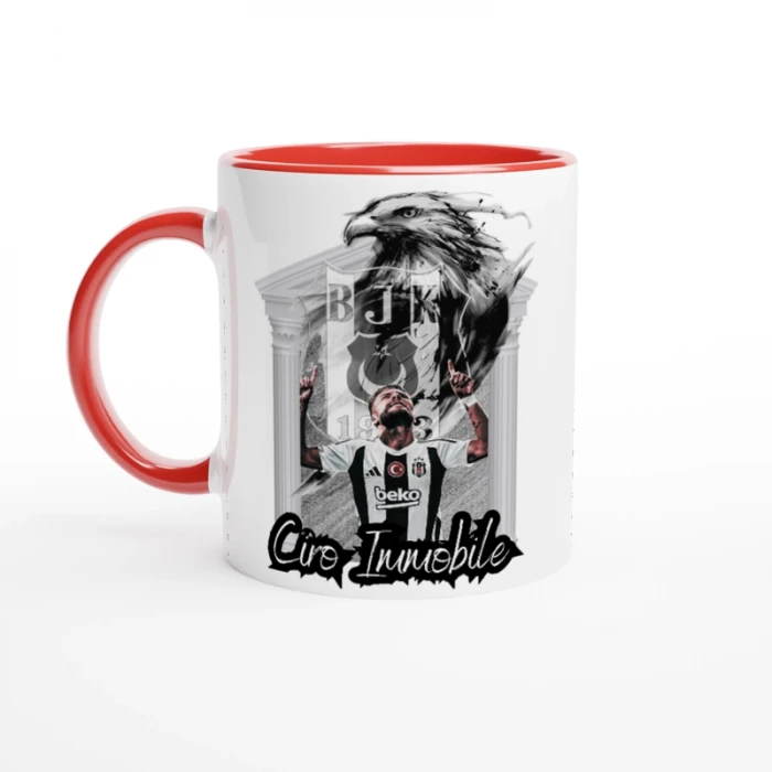 Ciro Immobile Kırmızı Kulplu Çift Taraf Baskılı Kupa Bardak