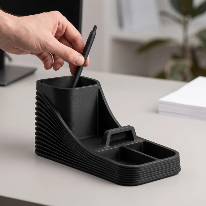 Dalgalı Masa Organizeri - Kalemlik ve Telefon Standlı