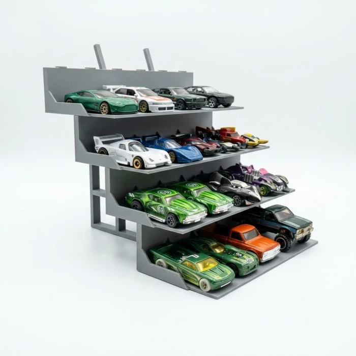 Diecast Basamaklı Sergi Rafı - 24 Araç Kapasiteli 4 Katlı Stand