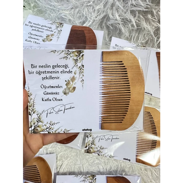 Doğal Ahşap Tarak – Öğretmenler Günü Özel Hediye