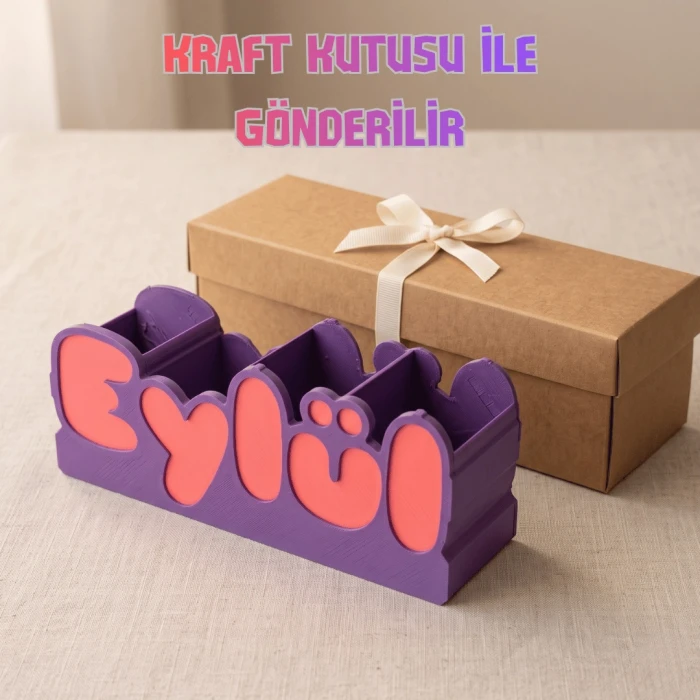Mor & Pembe Kişisel Kalemlik — 3D Baskı