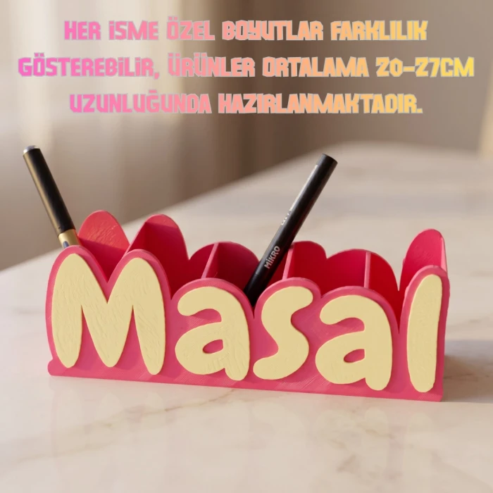 Fuşya Pembe İsimli Kalemlik – Kişiye Özel 3D Baskı Organizer