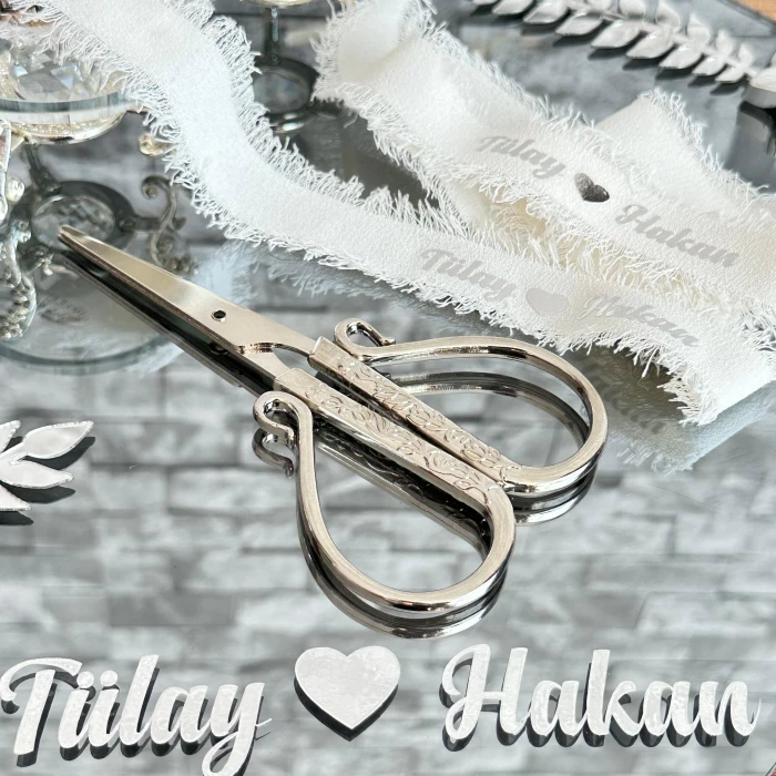 Gümüş Altıgen Yaprak Desenli Söz Nişan İsteme Tepsisi