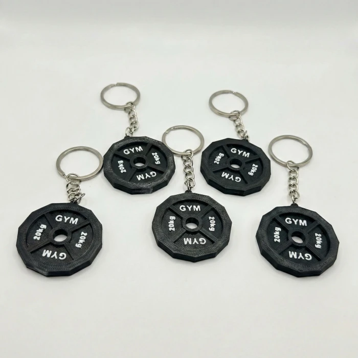 Gym Fitness Temalı 20kg Ağırlık Plakası Tasarımlı 3D Baskı Anahtarlık