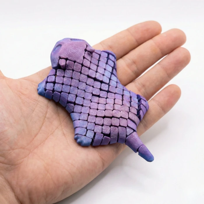 Hareketli ve Eklemli Vatoz Balığı – Pangolin Dokulu 3D Baskı Stres Oyuncağı (Silk Mor)