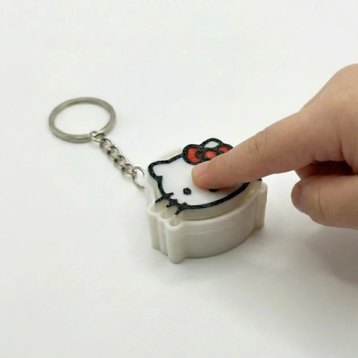Hello Kitty Tasarımlı 3D Baskı Clicker Fidget Anahtarlık - Eğlenceli Stres Oyuncağı
