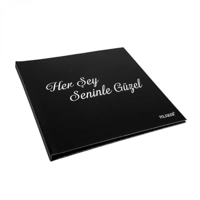 Her Şey Seninle Güzel Anı Defteri – 20x20 cm Siyah Sayfalı Romantik Hatıra Defteri