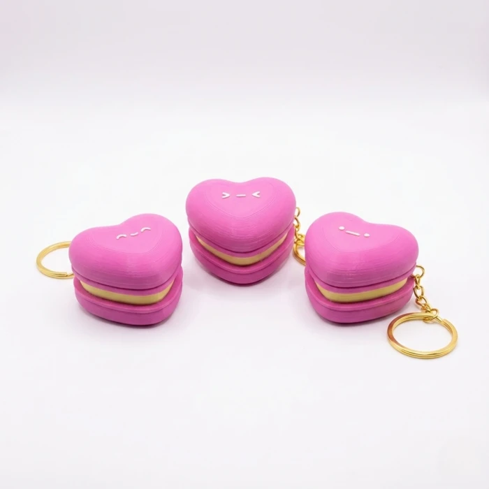 Kalp Makaron Mekanik Klavye Anahtarlığı - ASMR Sesli Stres Giderici Fidget Toy