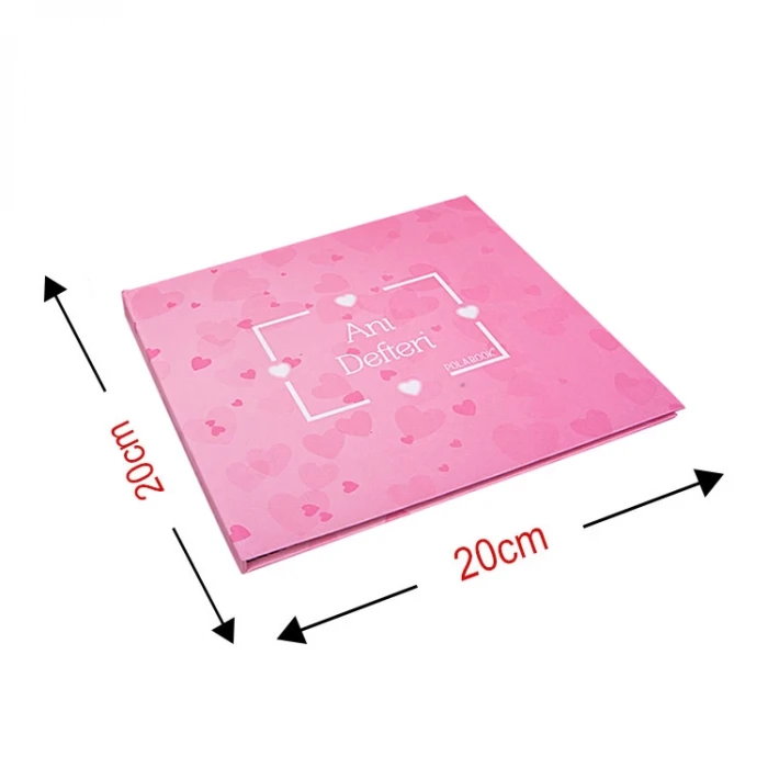 Kalpli Pembe Anı Defteri – 20x20 cm Siyah Sayfalı Fotoğraf Defteri