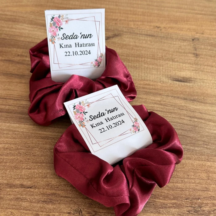 Kına Bekarlığa Veda Düğün Nişan Hediyelik Etiketli Saten Toka Bordo 10 Adet