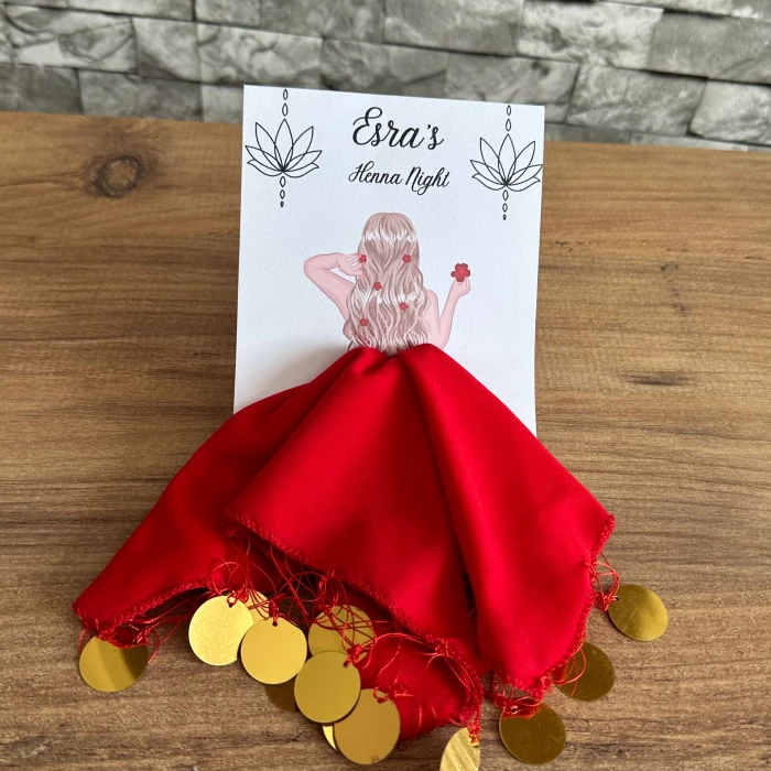 Kına Bekarlığa Veda Düğün Nişan Hediyelik Kartlı Halay Mendili 10 Adet