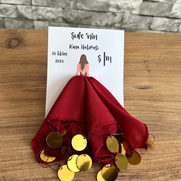 Kına Bekarlığa Veda Düğün Nişan Hediyelik Kartlı Halay Mendili 10 Adet