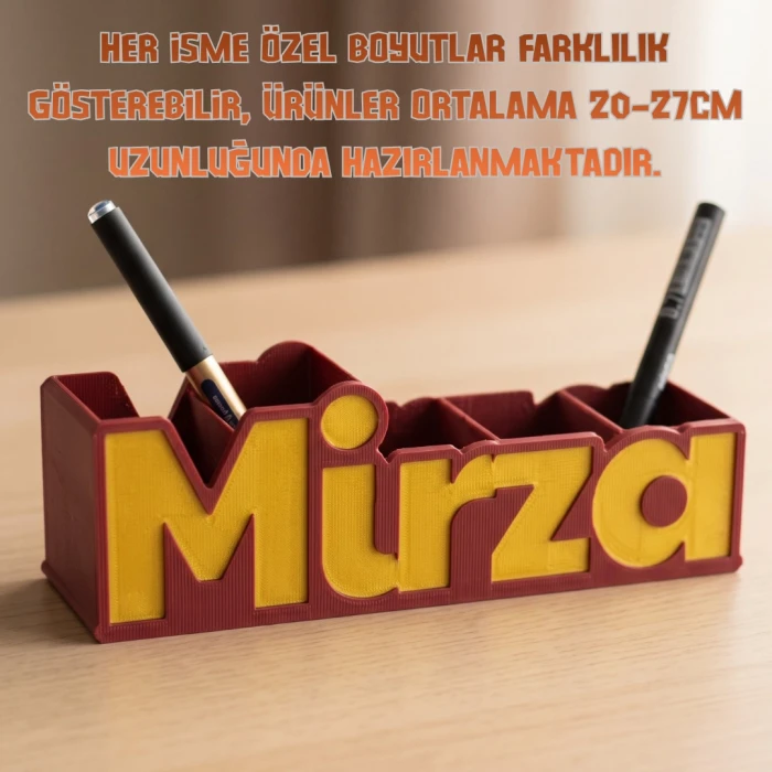 Kırmızı Altın Kişiye Özel İsimli Kalemlik | 3D Baskı