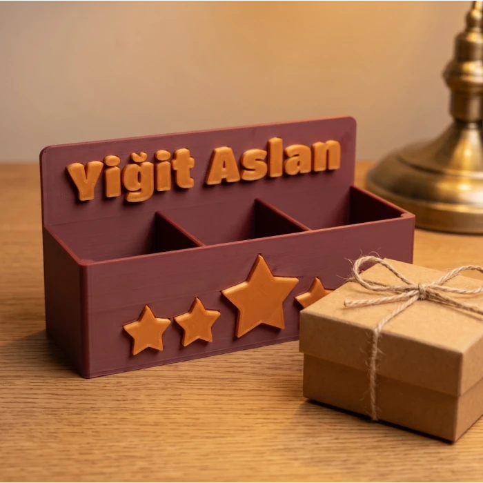 Kişiselleştirilmiş İsimli Kalemlik Masa Organizer 3D Baskı
