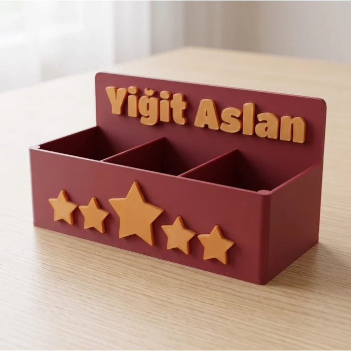 Kişiselleştirilmiş İsimli Kalemlik Masa Organizer 3D Baskı