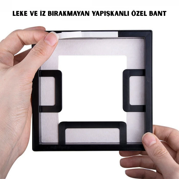 Kişiye Özel 3lü Siyah Sök-Tak Kare Çerçeve Seti (14x14 cm) - Duvarı Delmez & Hediye Kutulu