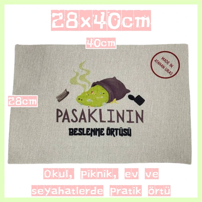 Kişiye Özel Baskılı Keten Beslenme Örtüsü – 28x40 cm – Çocuklara Özel İsimli Tasarımlar