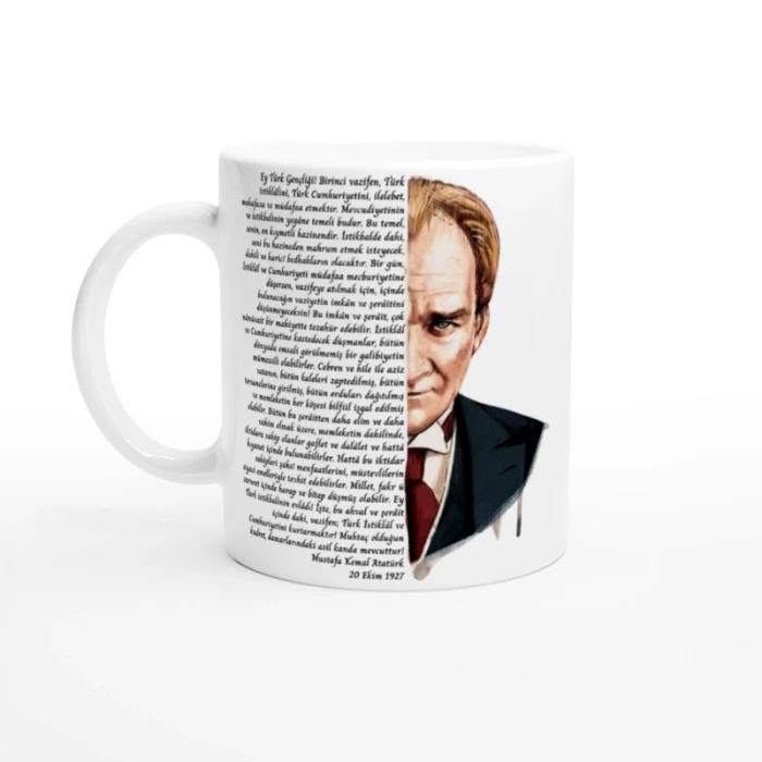 Kişiye Özel Gençliğe Hitabe Kupa Bardak | Atatürk Temalı İsim Baskılı Porselen Kupa