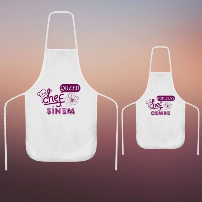 Kişiye Özel İsim Baskılı Anne-Çocuk Mutfak Önlüğü