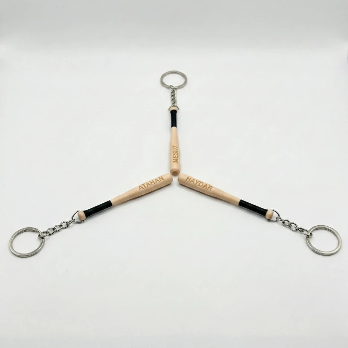 Kişiye Özel İsimli Minyatür Haydar Beyzbol Sopası Anahtarlık - 3D Baskı