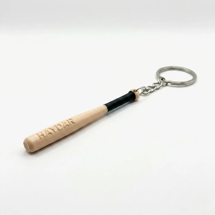 Kişiye Özel İsimli Minyatür Haydar Beyzbol Sopası Anahtarlık - 3D Baskı
