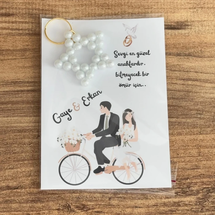 Kişiye Özel Kartlı Yıldız Anahtarlı Kına Nişan Düğün Doğum Günü Hediyelik 12 Adet