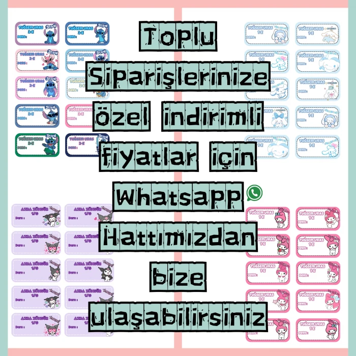 Kişiye Özel Stitch İsim Etiketi – Parlak Sticker A4 – Defter Kitap Etiketi