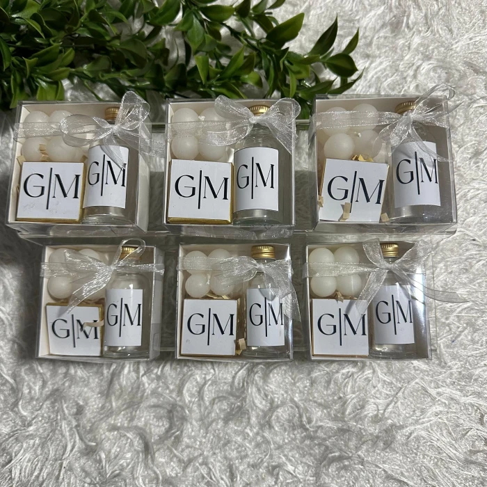 Kolonya Mum Çikolata Hediye Seti 10 Adet Söz Nişan Kına Düğün Doğum Günü Mevlüt